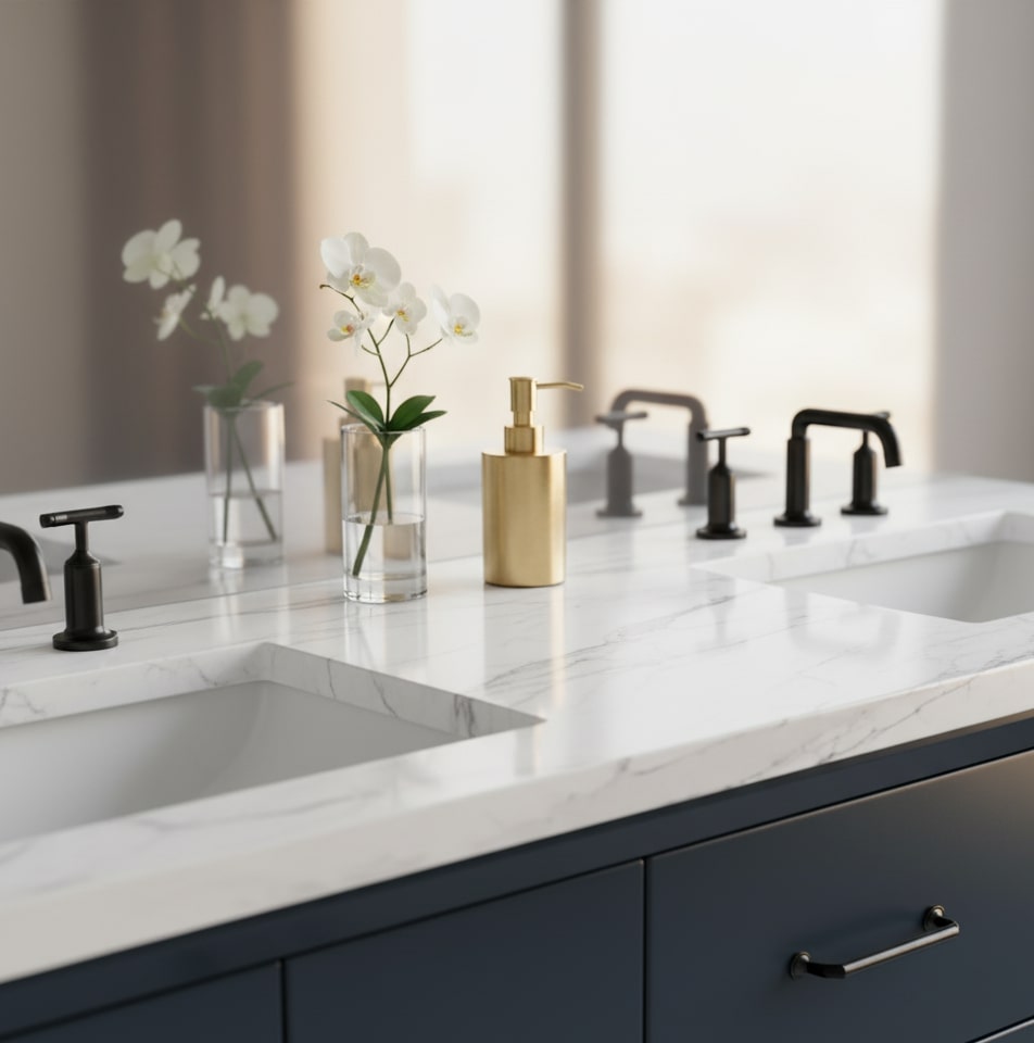 Top Bathroom Vanity Countertop Ideas: Quartz, Marble, Granite, & Beyond