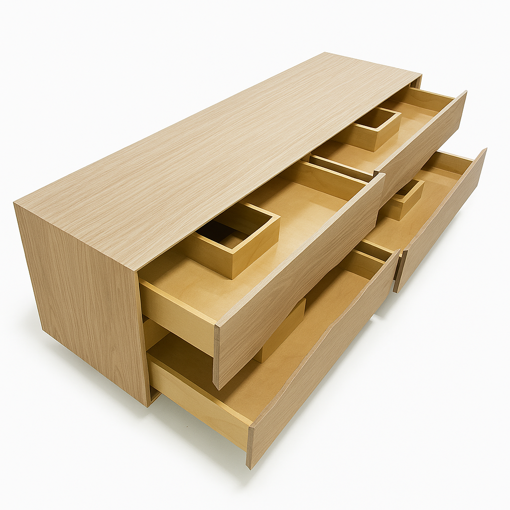 Custom built in bathroom vanity look