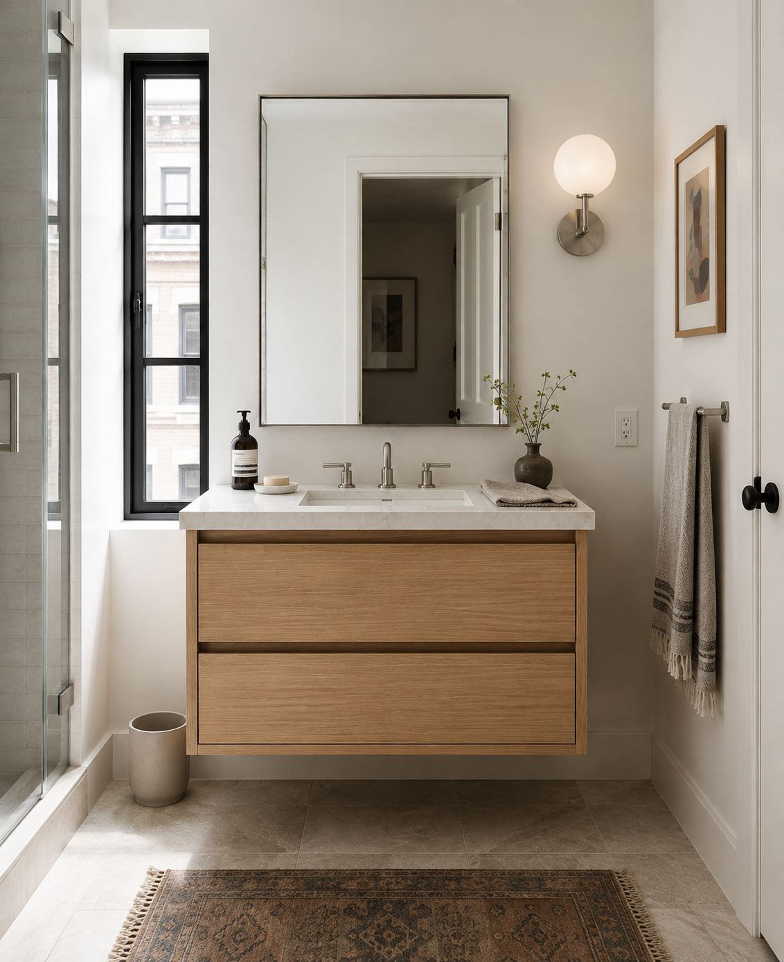 Gilded Two-Drawer Single Floating Vanity