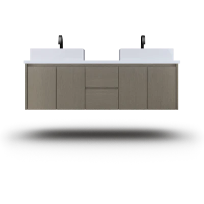 Gilded Double Bath Floating Vanity - Vessel Sink