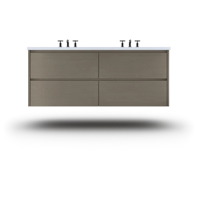 Gilded Double Drawer Bath Floating Vanity - Undermount Sink