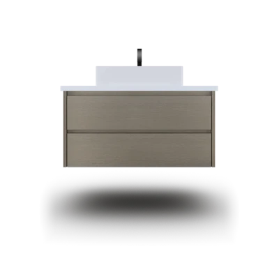 Gilded Two-Drawer Single Bath Floating Vanity - Vessel Sink