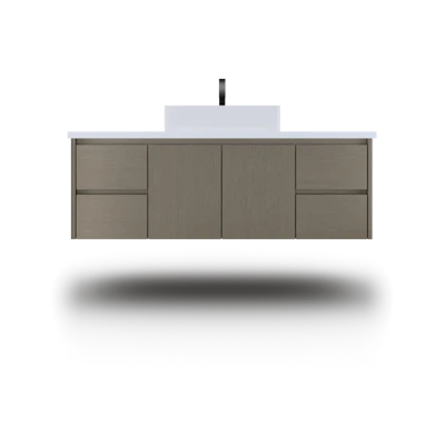 Gilded Single Extra Wide Bath Floating Vanity - Vessel Sink