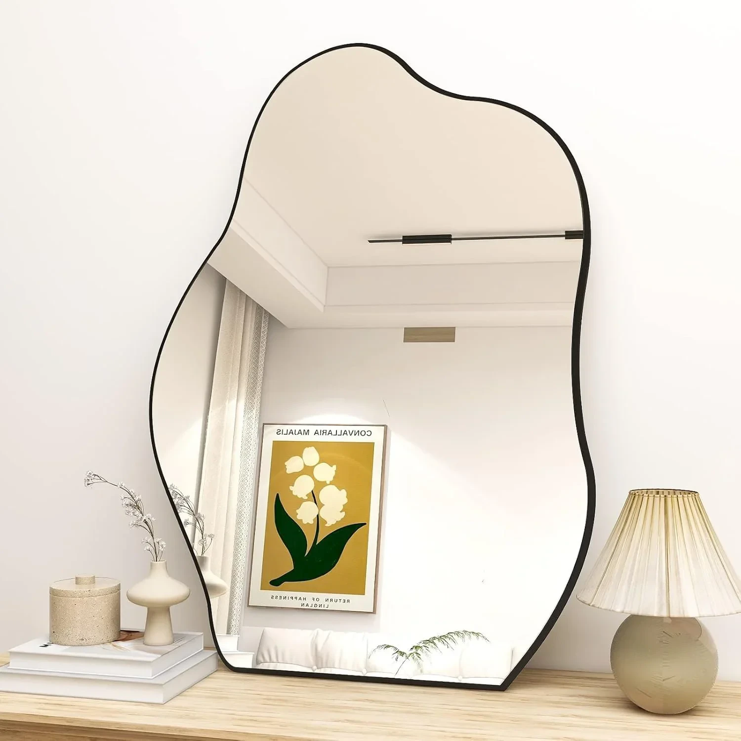 Wood Framed Cloud Wall Mirror