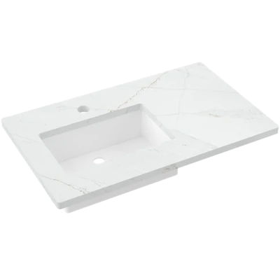 Silestone® Quartz Vanity Top - Single Rectangle Offset Sink