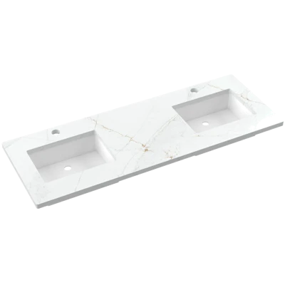 Silestone® Quartz Vanity Top - Double Rectangle Centered Sink