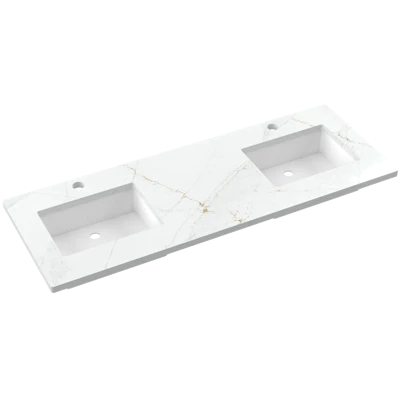 Silestone® Quartz Vanity Top - Double Rectangle Offset Sink