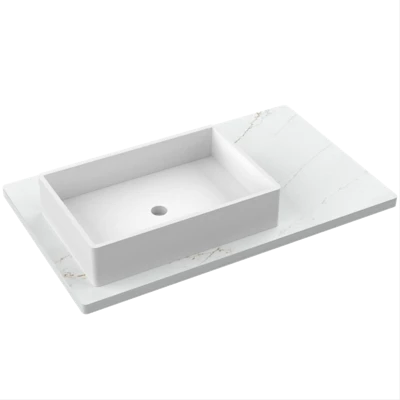 Silestone® Quartz Vanity Top - Single Vigo Offset Sink