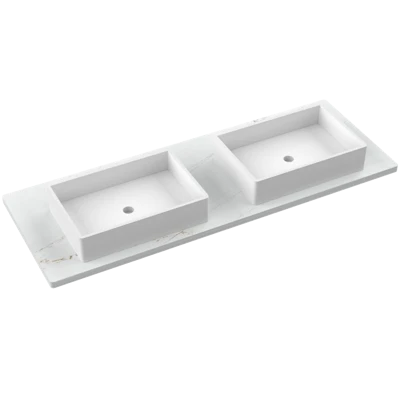 Silestone® Quartz Vanity Top - Double Vigo Centered Sink