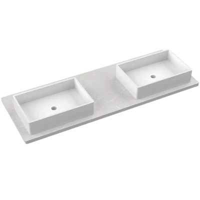 Silestone® Quartz Vanity Top - Double Vigo Offset Sink