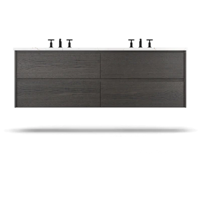 Gilded Double Drawer Bath Floating Vanity - Undermount Sink