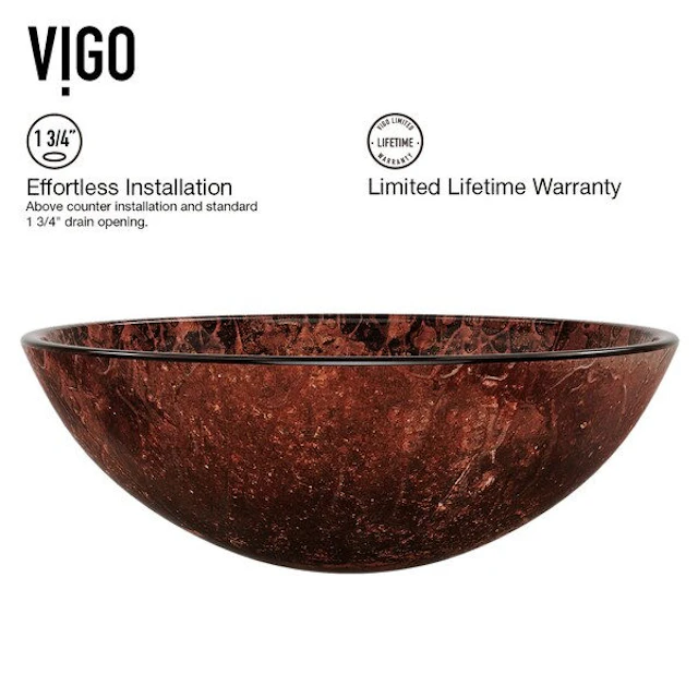 Giovanni Copper Glass 17 in. L x 17 in. W x 6 in. H Round Vessel Bathroom Sink - angle 4 - other