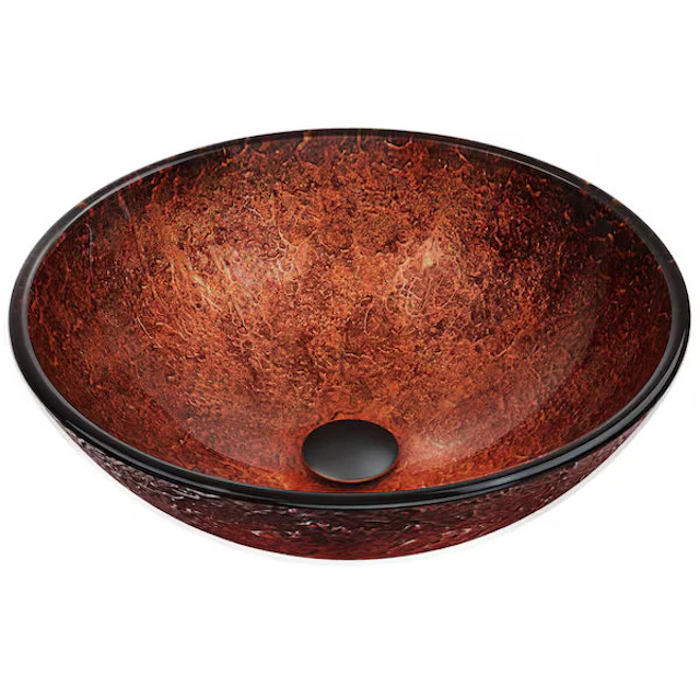 Giovanni Copper Glass 17 in. L x 17 in. W x 6 in. H Round Vessel Bathroom Sink - angle 1 - other