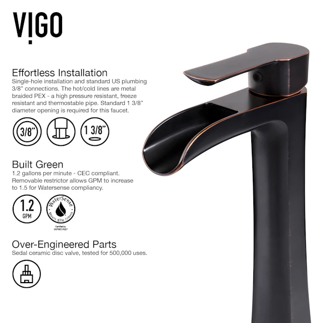 Niko Single Handle Single-Hole Bathroom Vessel Faucet Set with Pop-Up Drain Set - angle 7 - other