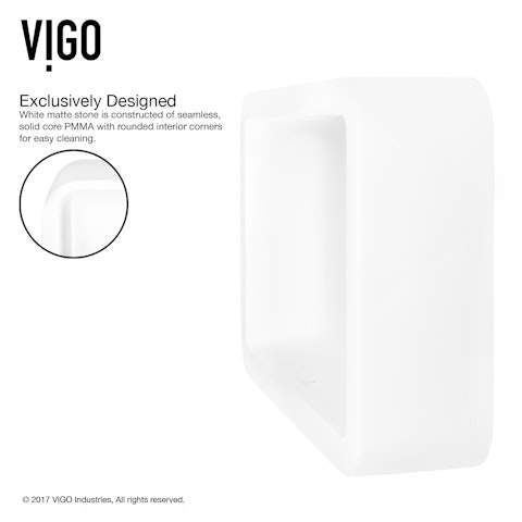 Petunia Modern White Matte Stone 23 in. L x 16 in. W x 6 in. H Rectangular Vessel Bathroom Sink - image 7 - other