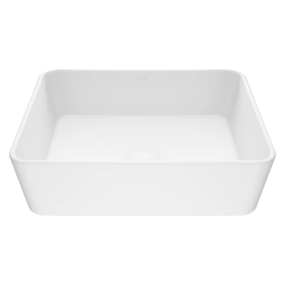 Marigold Modern White Matte Stone 18 in. L x 14 in. W x 5 in. H Rectangular Vessel Bathroom Sink