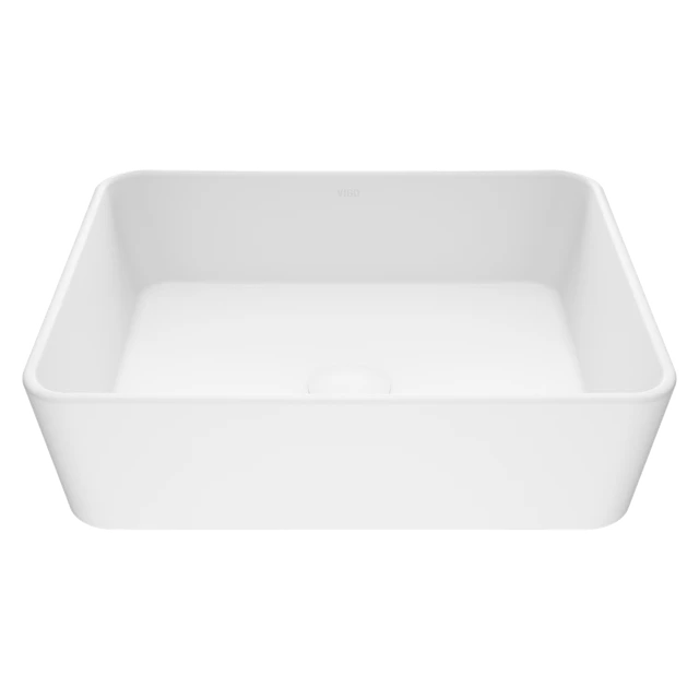 Marigold Modern White Matte Stone 18 in. L x 14 in. W x 5 in. H Rectangular Vessel Bathroom Sink - angle 1 - other