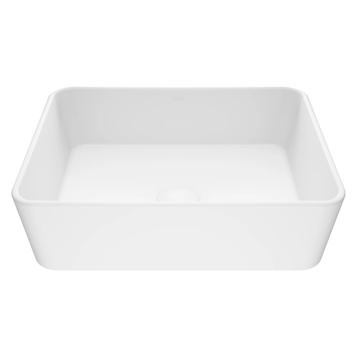 Marigold Modern White Matte Stone 18 in. L x 14 in. W x 5 in. H Rectangular Vessel Bathroom Sink