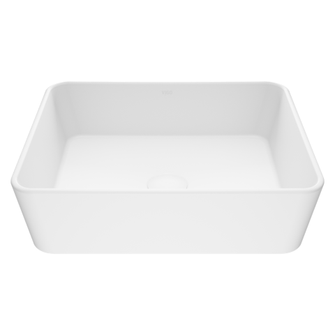 Marigold Modern White Matte Stone 18 in. L x 14 in. W x 5 in. H Rectangular Vessel Bathroom Sink - image 1 - other