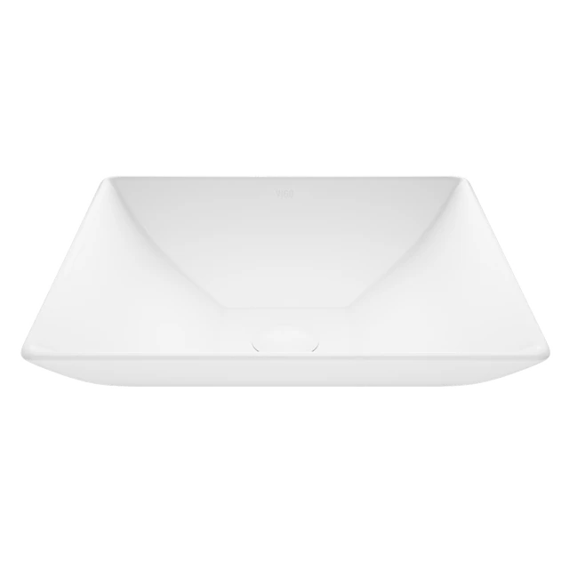 Hibiscus Modern White Matte Stone 16 in. L x 16 in. W x 5 in. H Square Vessel Bathroom Sink - angle 1 - other