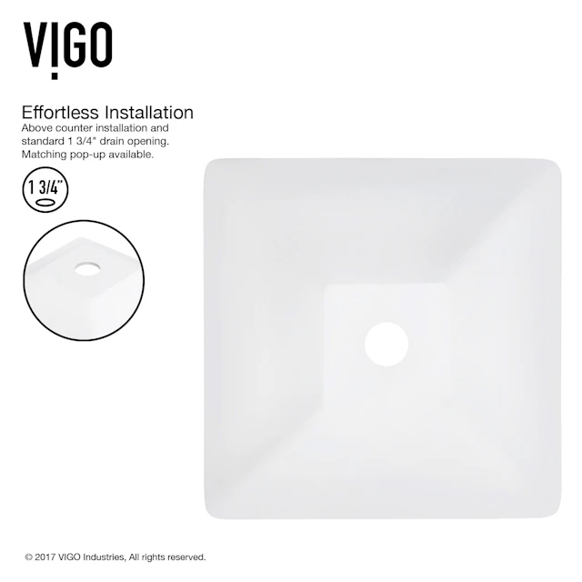 Hibiscus Modern White Matte Stone 16 in. L x 16 in. W x 5 in. H Square Vessel Bathroom Sink - angle 5 - other