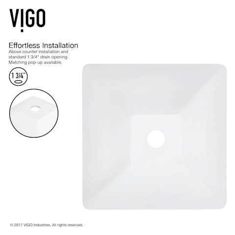 Hibiscus Modern White Matte Stone 16 in. L x 16 in. W x 5 in. H Square Vessel Bathroom Sink - image 5 - other