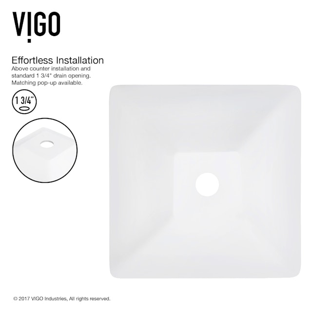 Hibiscus Modern White Matte Stone 16 in. L x 16 in. W x 5 in. H Square Vessel Bathroom Sink - image 5 - other