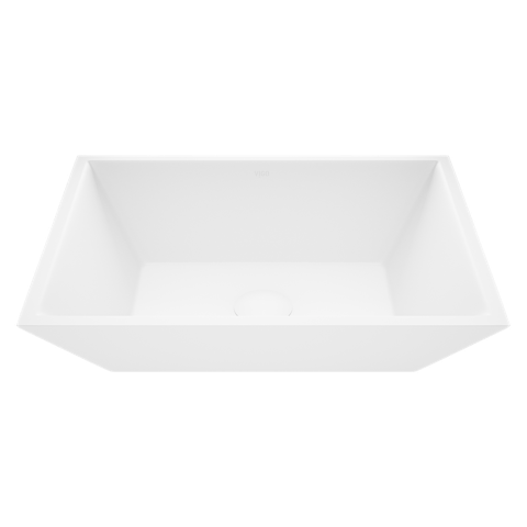 Vinca Modern White Matte Stone 18 in. L x 14 in. W x 5 in. H Rectangular Vessel Bathroom Sink - image 1 - other