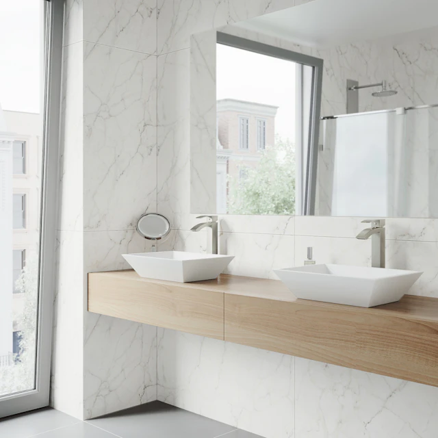 Vinca Modern White Matte Stone 18 in. L x 14 in. W x 5 in. H Rectangular Vessel Bathroom Sink - angle 3 - other
