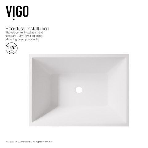 Vinca Modern White Matte Stone 18 in. L x 14 in. W x 5 in. H Rectangular Vessel Bathroom Sink - image 5 - other