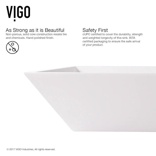 Vinca Modern White Matte Stone 18 in. L x 14 in. W x 5 in. H Rectangular Vessel Bathroom Sink - angle 6 - other