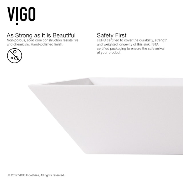 Vinca Modern White Matte Stone 18 in. L x 14 in. W x 5 in. H Rectangular Vessel Bathroom Sink - image 6 - other