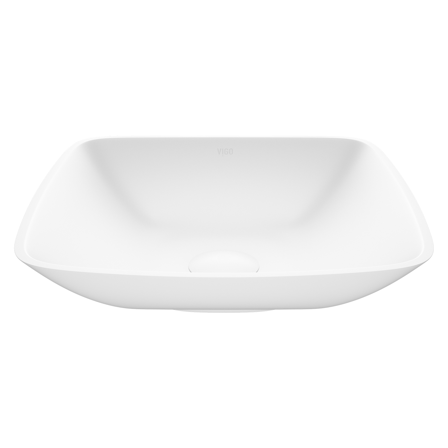 Hyacinth Modern White Matte Stone 14 in. L x 14 in. W x 4 in. H Square Vessel Bathroom Sink