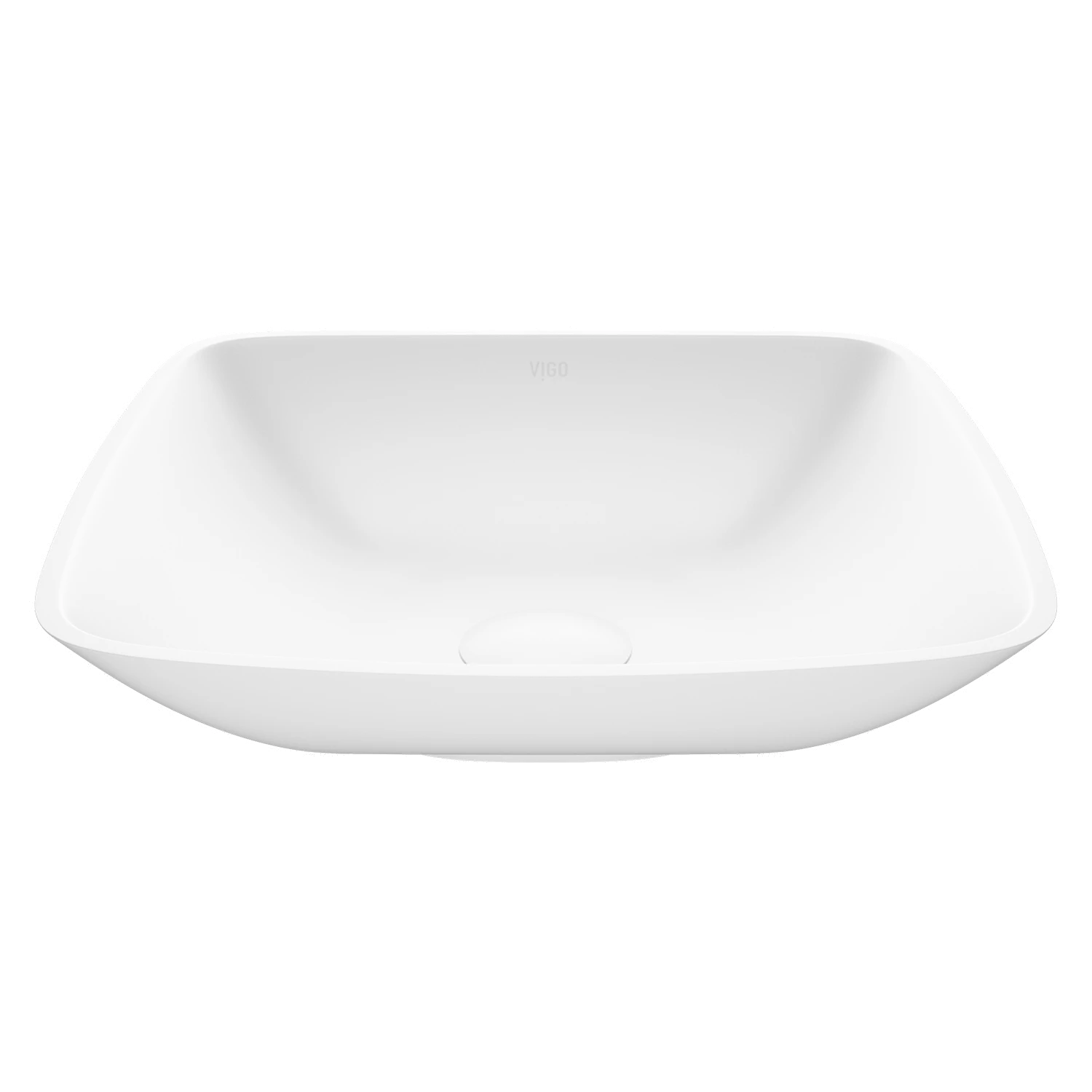 Hyacinth Modern White Matte Stone 14 in. L x 14 in. W x 4 in. H Square Vessel Bathroom Sink