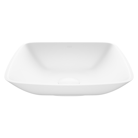 Hyacinth Modern White Matte Stone 14 in. L x 14 in. W x 4 in. H Square Vessel Bathroom Sink - image 1 - other