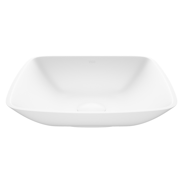 Hyacinth Modern White Matte Stone 14 in. L x 14 in. W x 4 in. H Square Vessel Bathroom Sink - image 1 - other