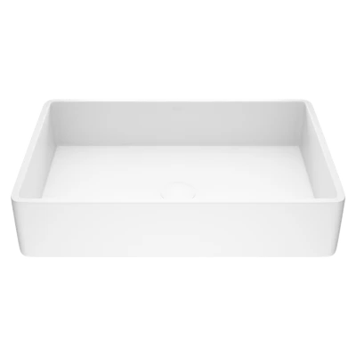 Magnolia Modern White Matte Stone 21 in. L x 14 in. W x 5 in. H Rectangular Vessel Bathroom Sink