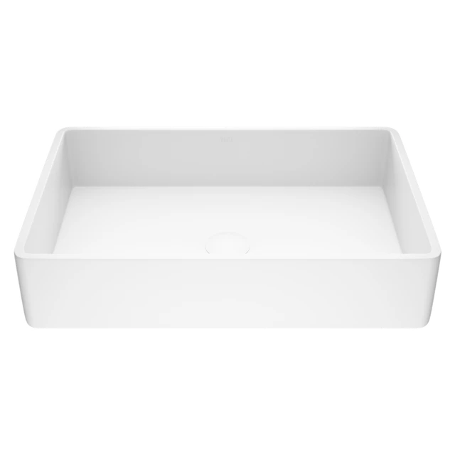 Magnolia Modern White Matte Stone 21 in. L x 14 in. W x 5 in. H Rectangular Vessel Bathroom Sink - angle 1 - other
