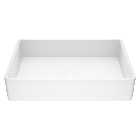 Magnolia Modern White Matte Stone 21 in. L x 14 in. W x 5 in. H Rectangular Vessel Bathroom Sink - image 1 - other