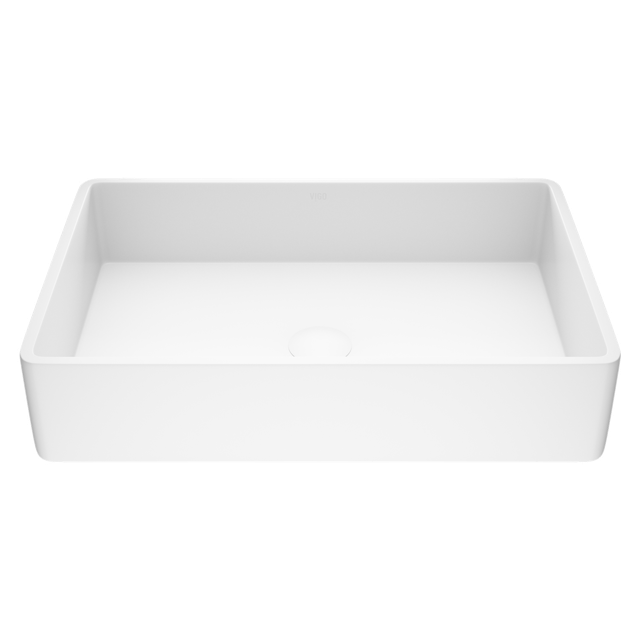 Magnolia Modern White Matte Stone 21 in. L x 14 in. W x 5 in. H Rectangular Vessel Bathroom Sink - image 1 - other