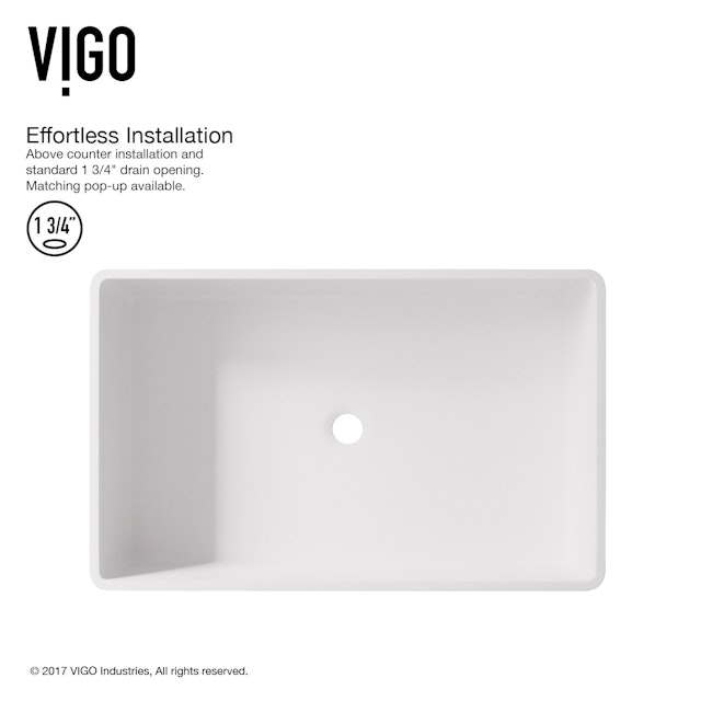 Magnolia Modern White Matte Stone 21 in. L x 14 in. W x 5 in. H Rectangular Vessel Bathroom Sink - image 5 - other