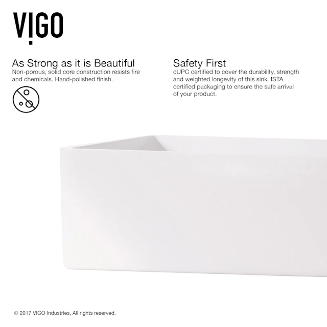 Magnolia Modern White Matte Stone 21 in. L x 14 in. W x 5 in. H Rectangular Vessel Bathroom Sink - angle 6 - other