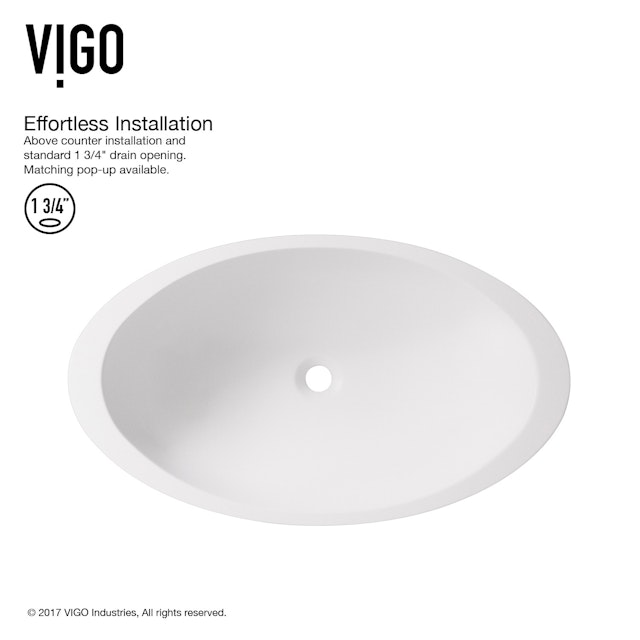 Wisteria Modern White Matte Stone 23 in. L x 14 in. W x 4 in. H Oval Vessel Bathroom Sink - image 5 - other