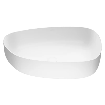 Peony Modern White Matte Stone 20 in. L x 15 in. W x 5 in. H Vessel Bathroom Sink
