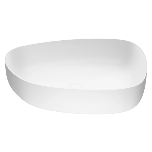 Peony Modern White Matte Stone 20 in. L x 15 in. W x 5 in. H Vessel Bathroom Sink - angle 1 - other