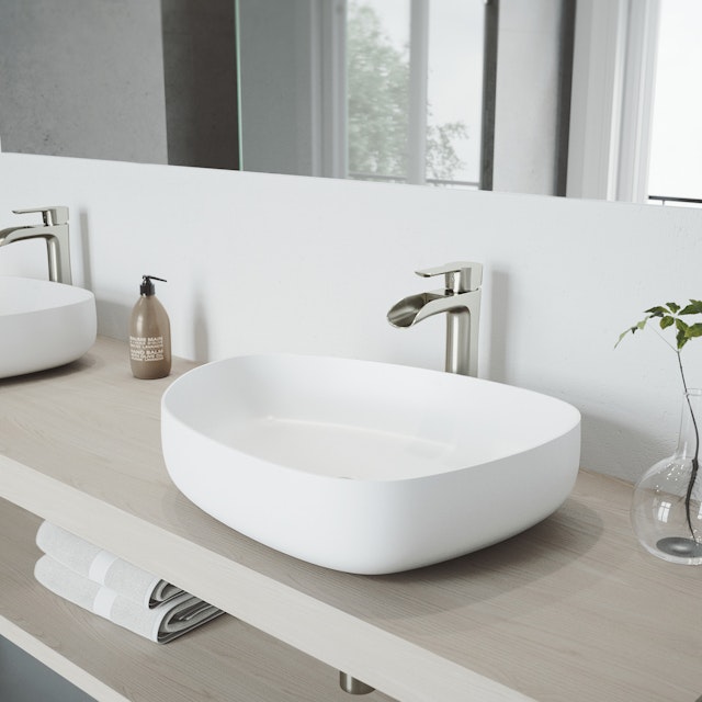 Peony Modern White Matte Stone 20 in. L x 15 in. W x 5 in. H Vessel Bathroom Sink - image 2 - other