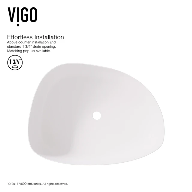 Peony Modern White Matte Stone 20 in. L x 15 in. W x 5 in. H Vessel Bathroom Sink - angle 5 - other