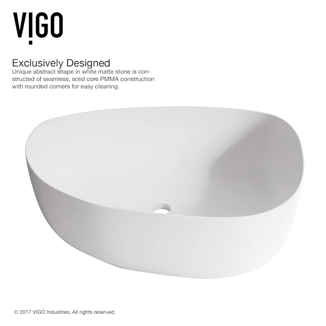 Peony Modern White Matte Stone 20 in. L x 15 in. W x 5 in. H Vessel Bathroom Sink - angle 7 - other