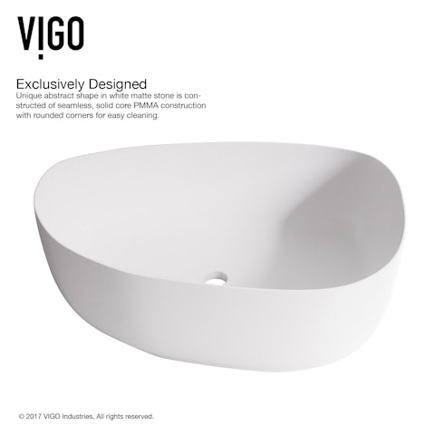 Peony Modern White Matte Stone 20 in. L x 15 in. W x 5 in. H Vessel Bathroom Sink - image 7 - other