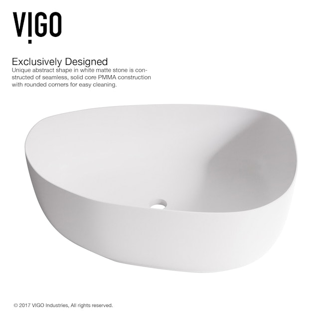 Peony Modern White Matte Stone 20 in. L x 15 in. W x 5 in. H Vessel Bathroom Sink - image 7 - other